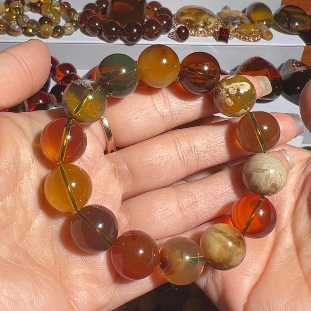 琥珀裸石未镶嵌缅甸琥珀 多宝手串15m m