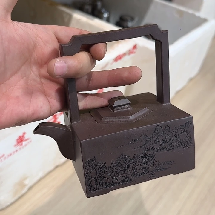唐***肆茶壶紫砂宜兴紫砂微瑕