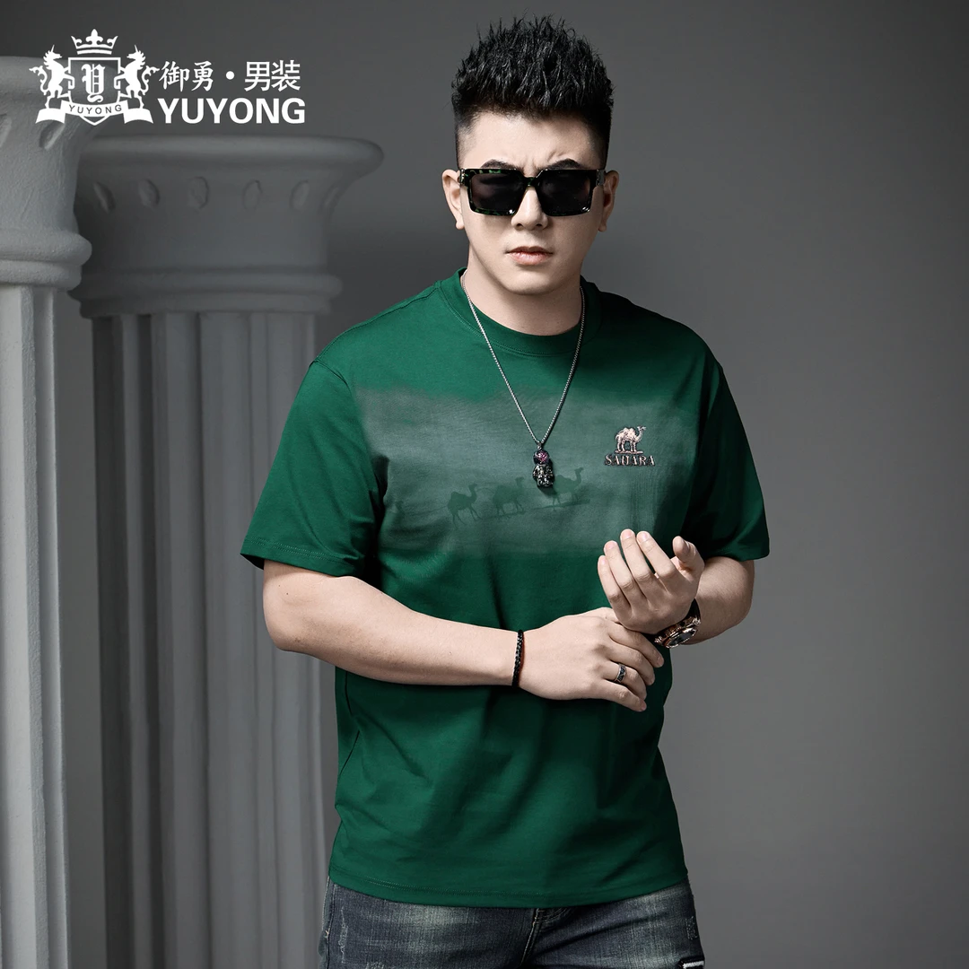 欧货2025新款夏季男士短袖t恤潮牌印花刺绣圆领半袖休闲上衣体恤