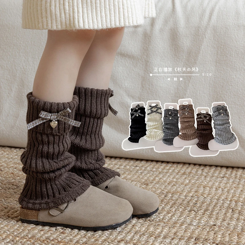 女童袜套秋冬季儿童小腿袜韩系蝴蝶结堆堆袜套女孩春秋针织保暖袜