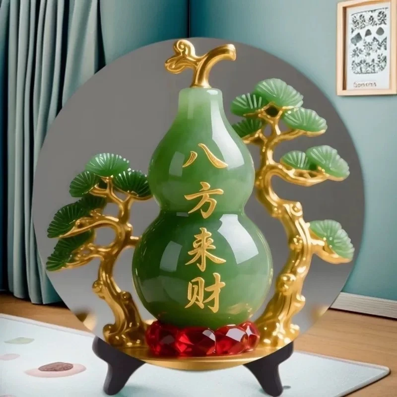 客厅摆件家用桌面摆设创意轻奢中式玉葫芦摆台居家玄关摆台