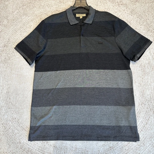 99新 BURBERRY/博柏利 Polo衫男士男款短袖男子宽松条纹长袖夏季