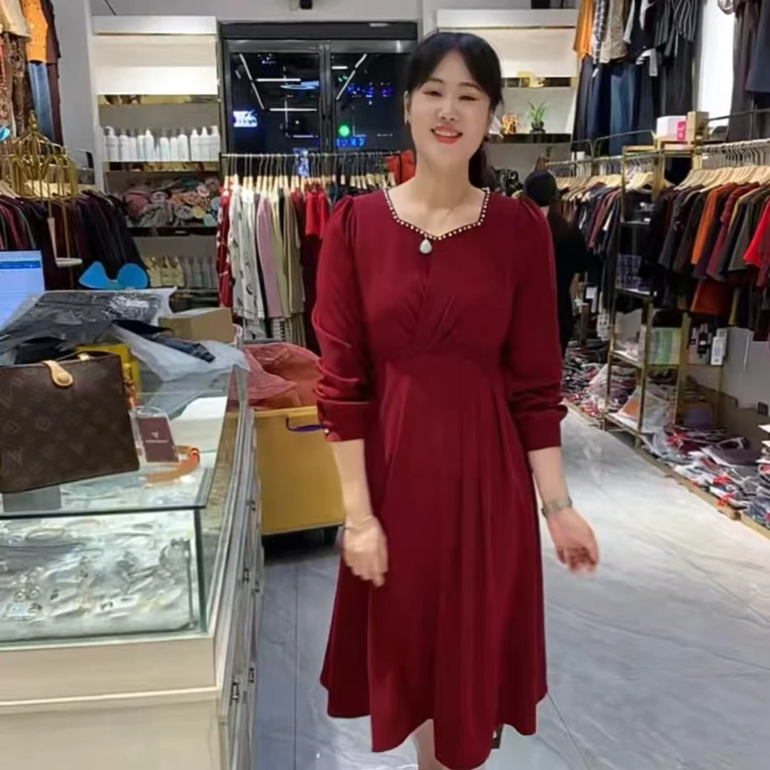 13-6863优雅气质大摆连衣裙113长