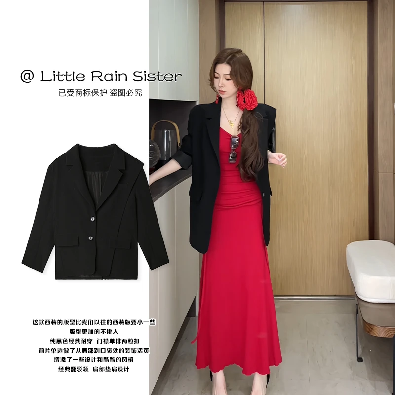 小雨姐姐新款【允熙西装】时尚韩版气质设计感翻领西装外套2025春款