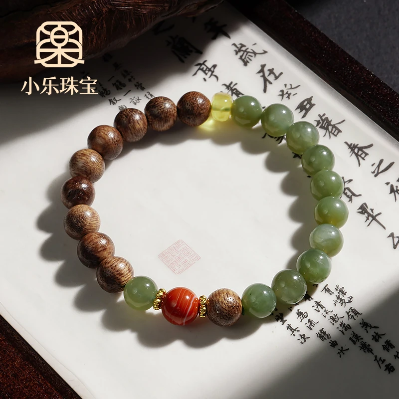 轻奢设计款半山半睡和田玉文玩木串女式手链多样性发一-10384