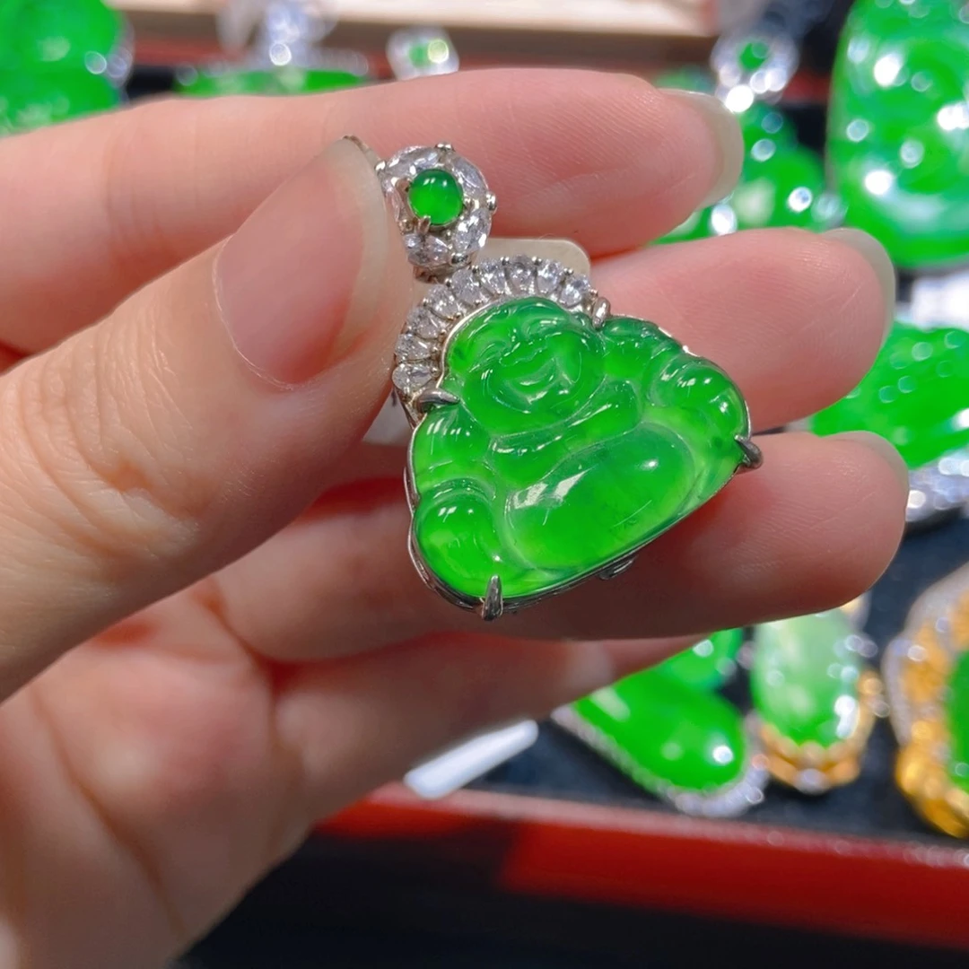 翡翠银S925镶嵌吊坠(不含链)