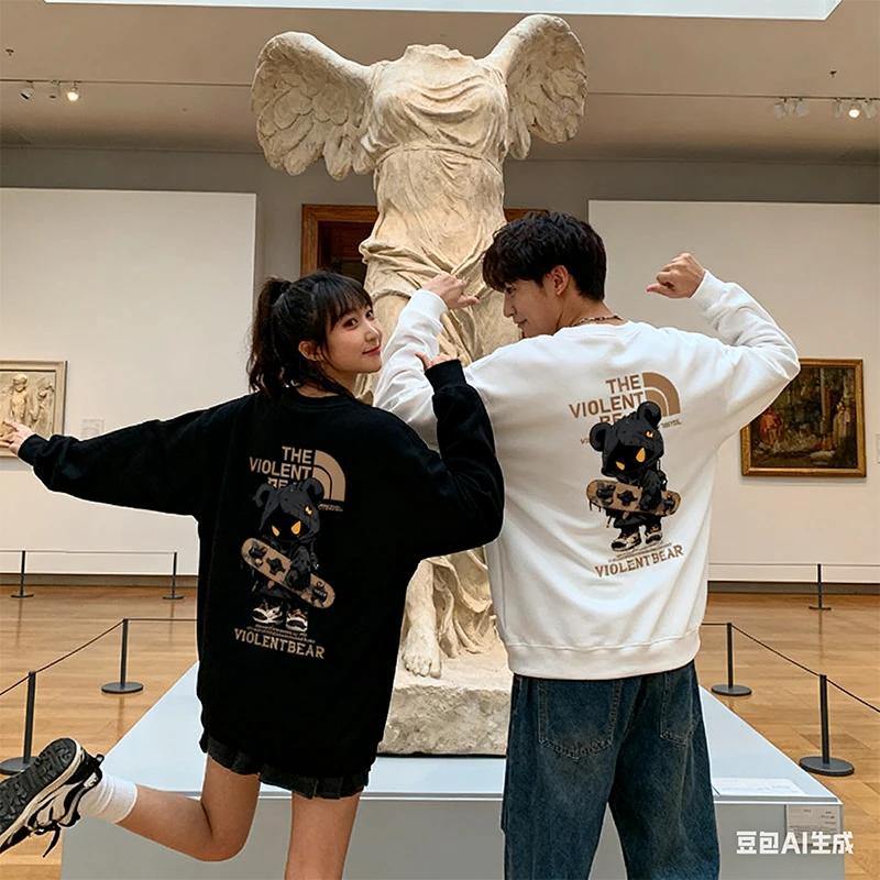 暴力熊男长袖上衣新款男装秋季爆款2025情侣同款轻奢潮流卫衣