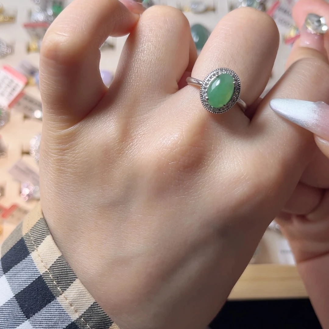 翡翠戒指银S925镶嵌699988