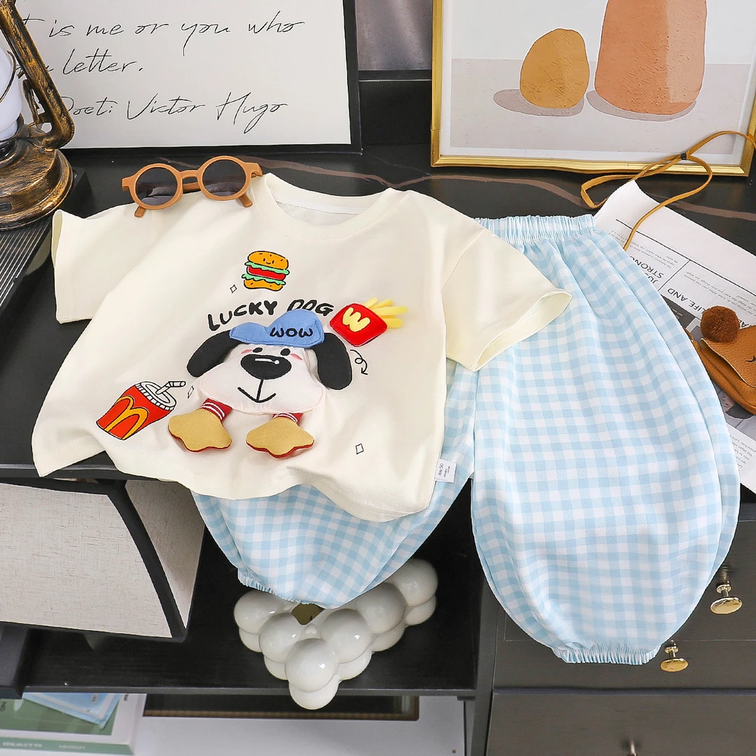 【买上衣送防蚊裤】儿童纯棉短袖立体玩偶短袖T恤夏装2505短袖夏季