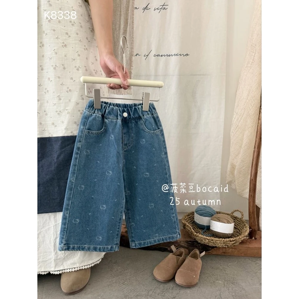 菠菜豆·25秋~蕾丝花边口袋牛仔裤K8338（汉服）