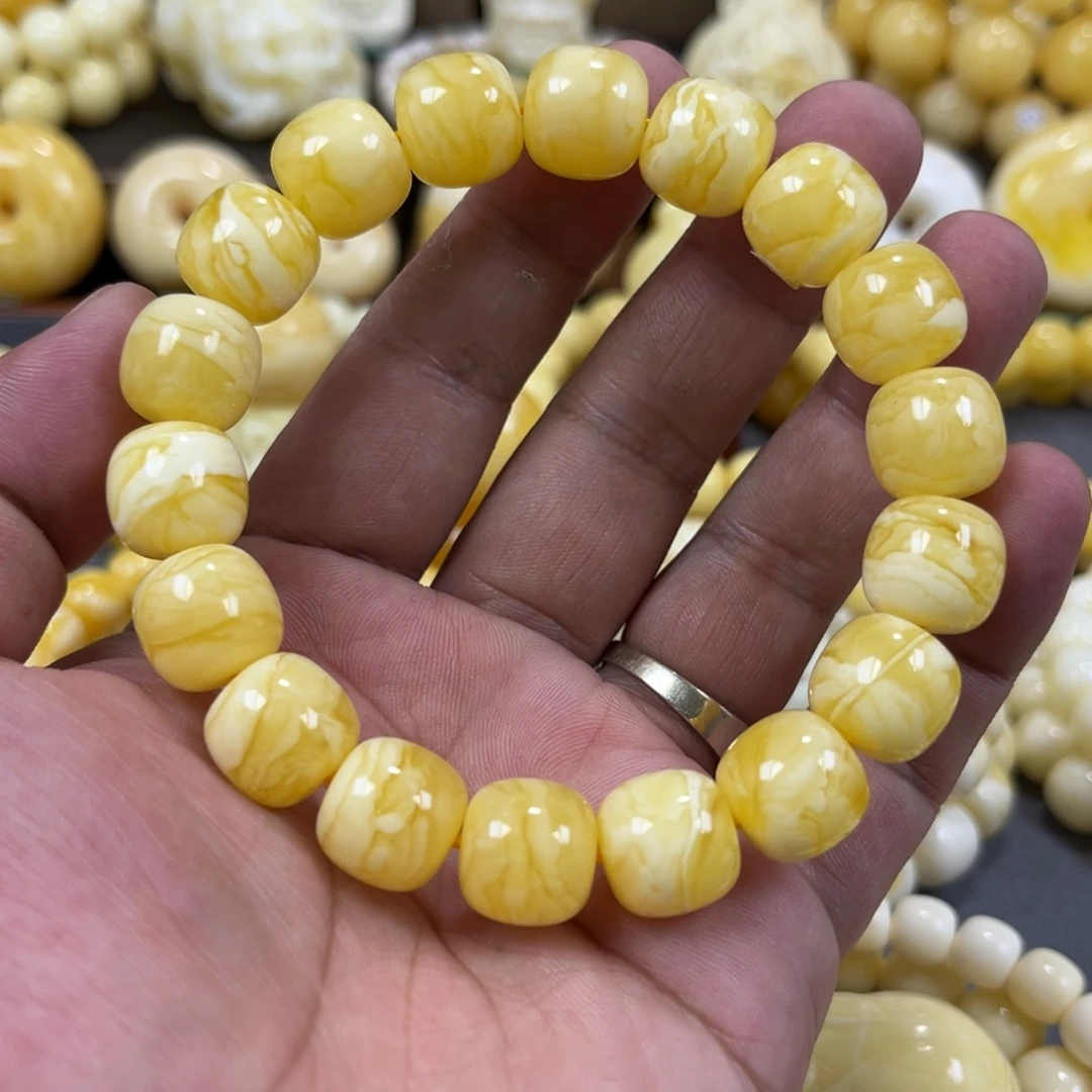 琥珀未镶嵌手串同料