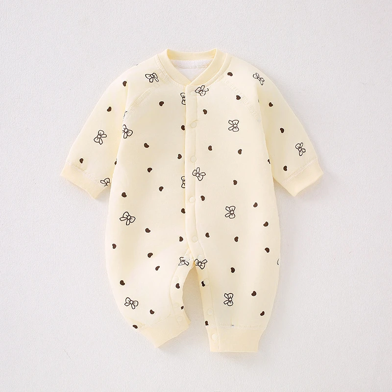 2025宝宝连体衣秋冬保暖纯棉新生儿40g薄棉打底婴儿衣服夹棉秋装