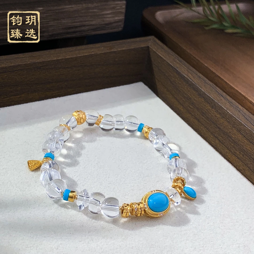 【古拙专属】18k金水晶多宝美松手链 | 多样性发一 | AJ0044