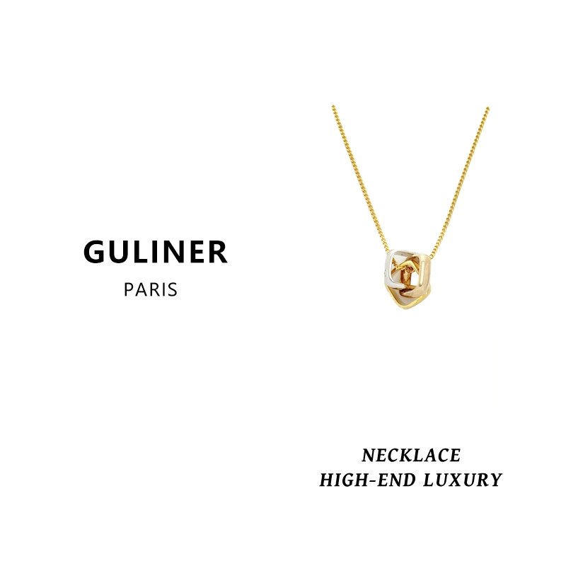 铜合金项链  GL 相交三色项链金色高定轻奢设计师款 1259