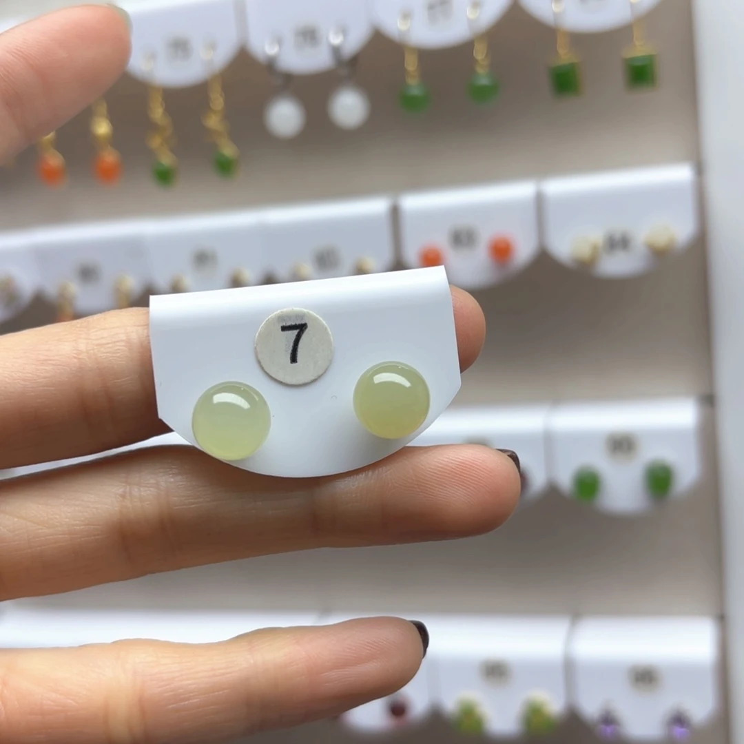 和田玉耳饰18K金镶嵌2