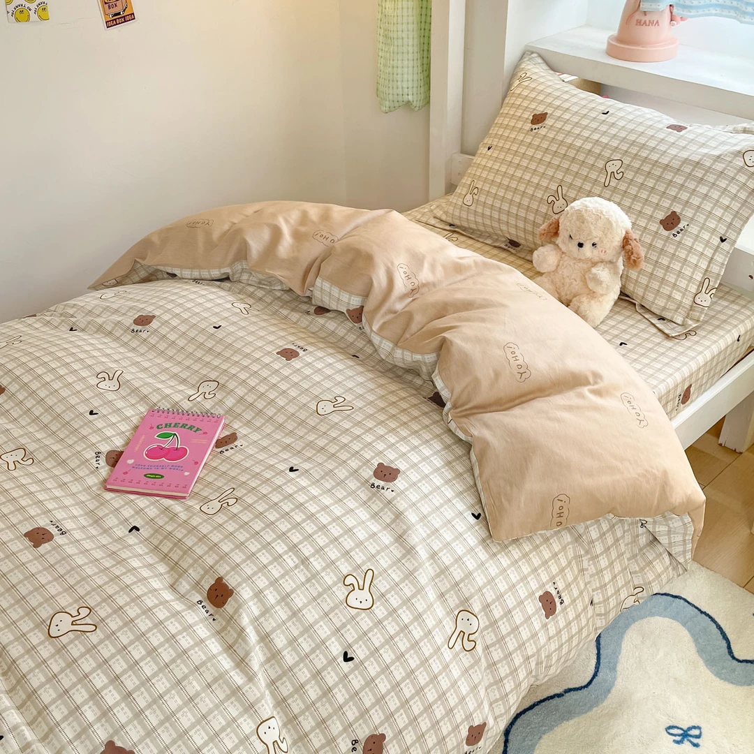 富安娜适用2025新款全棉印花学生棉被三件套可机洗亲肤夏凉被