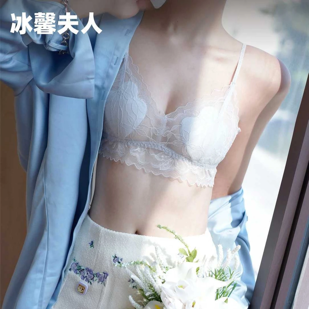 法式刺绣蕾丝小吊带裹胸软支撑收副乳抹胸内衣女美背9395