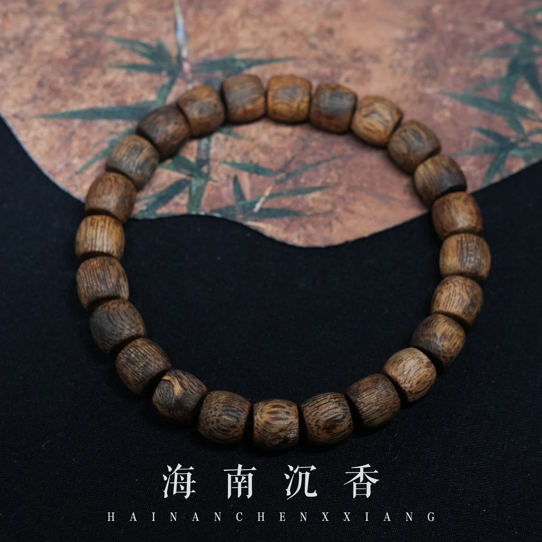 海南精品绿棋楠沉香鼓珠单圈手串[琼姐力荐]
