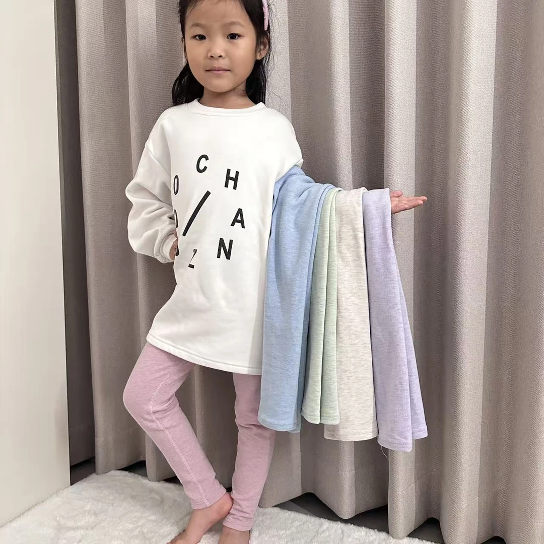 【牧垚】女宝薄绒打底裤春秋外穿加绒裤子儿童紧身长裤