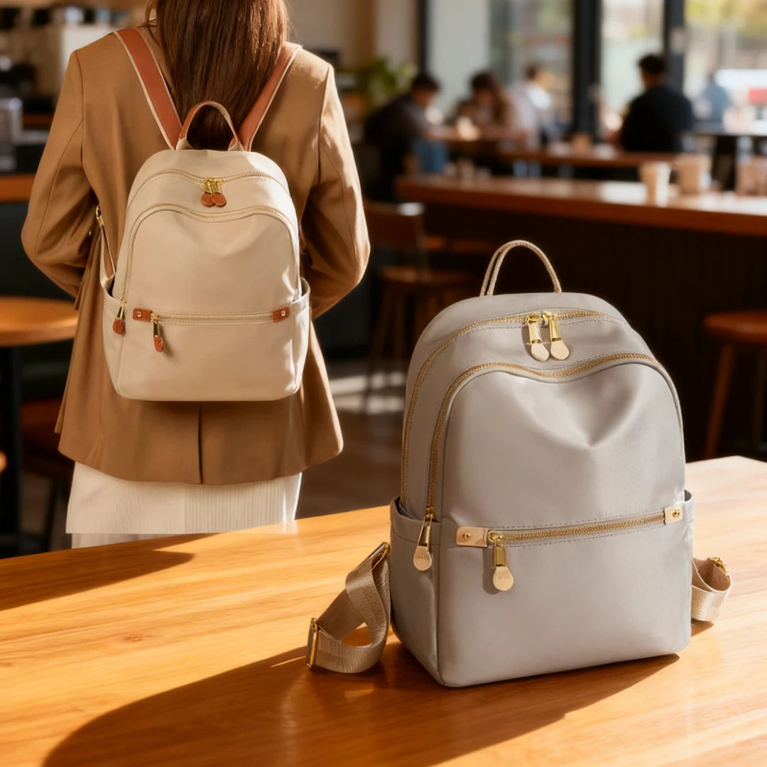 双肩包女简约旅游包轻便女士新款防水背包韩版休闲百搭双肩背包