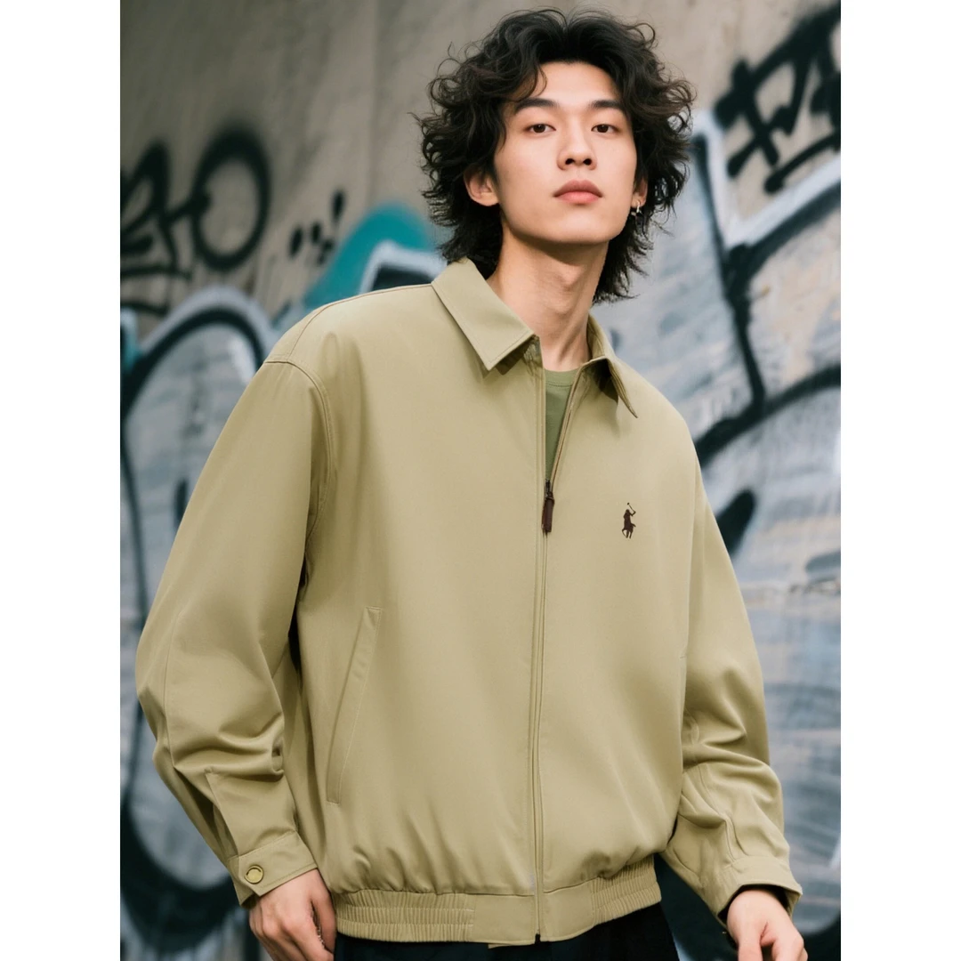 春秋短款青年男士行政商务休闲夹克男外套茄克衫潮牌高档上衣服