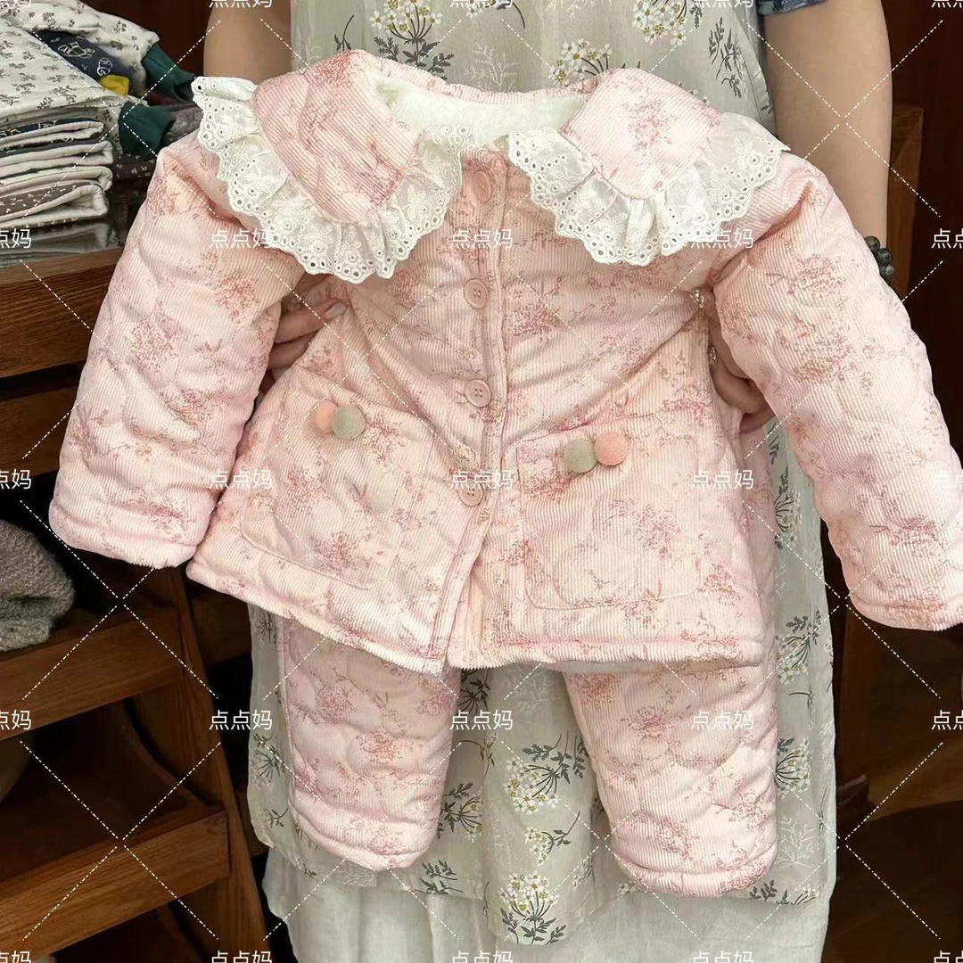 依瑄妈可外穿三层加绒加厚儿童家居服睡衣套装 6068