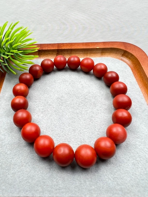 【家喻珠宝】S1南红川料哑光满肉锦红手串10mm+