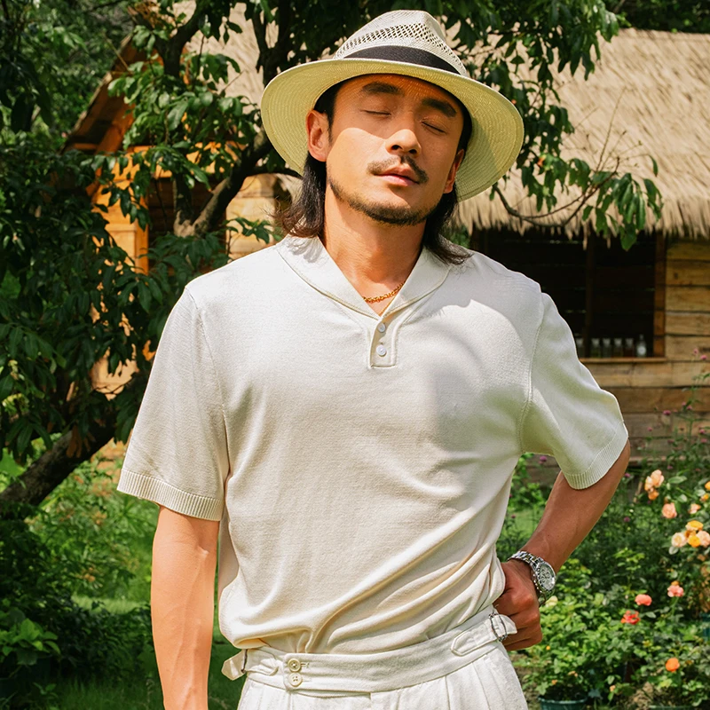 SOARIN意式绅士翻领针织polo衫男 夏季薄款透气商务休闲短袖T恤