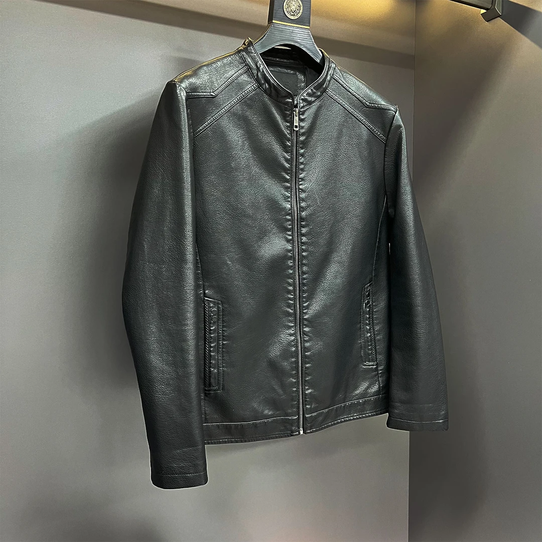 【立领款】春季2025款男士男款皮夹克休闲男皮衣百搭时尚修身皮衣