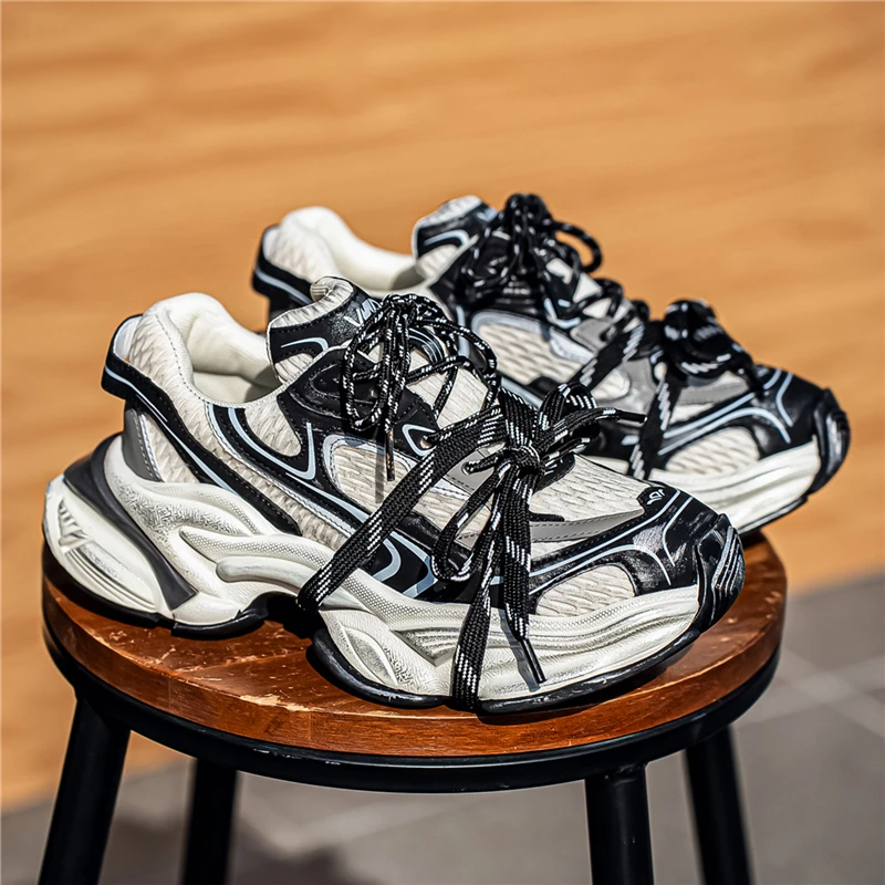 厚底老爹鞋2025秋季新款网红爆款休闲运动鞋时尚百搭男士增高潮鞋