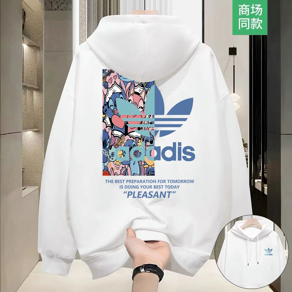 【奥莱折扣】秋冬新款重磅连帽卫衣男女加绒潮牌史迪仔联名情侣外套