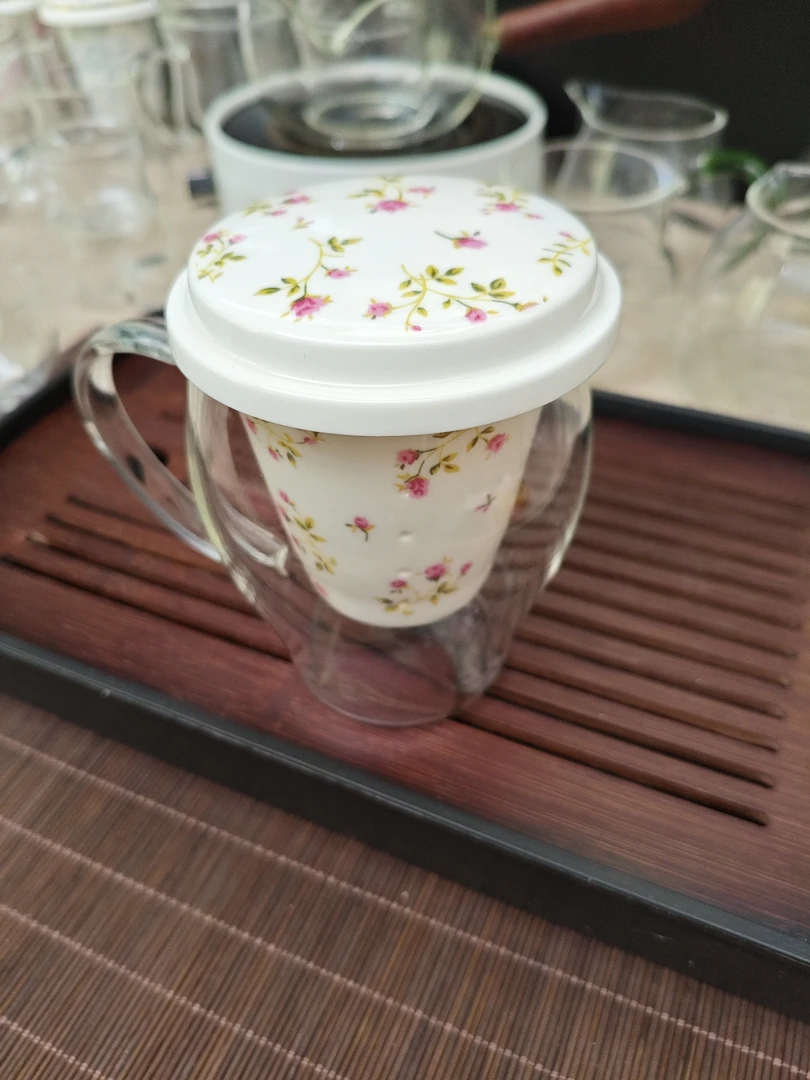 310毫升蔷薇花陶瓷茶水分离杯