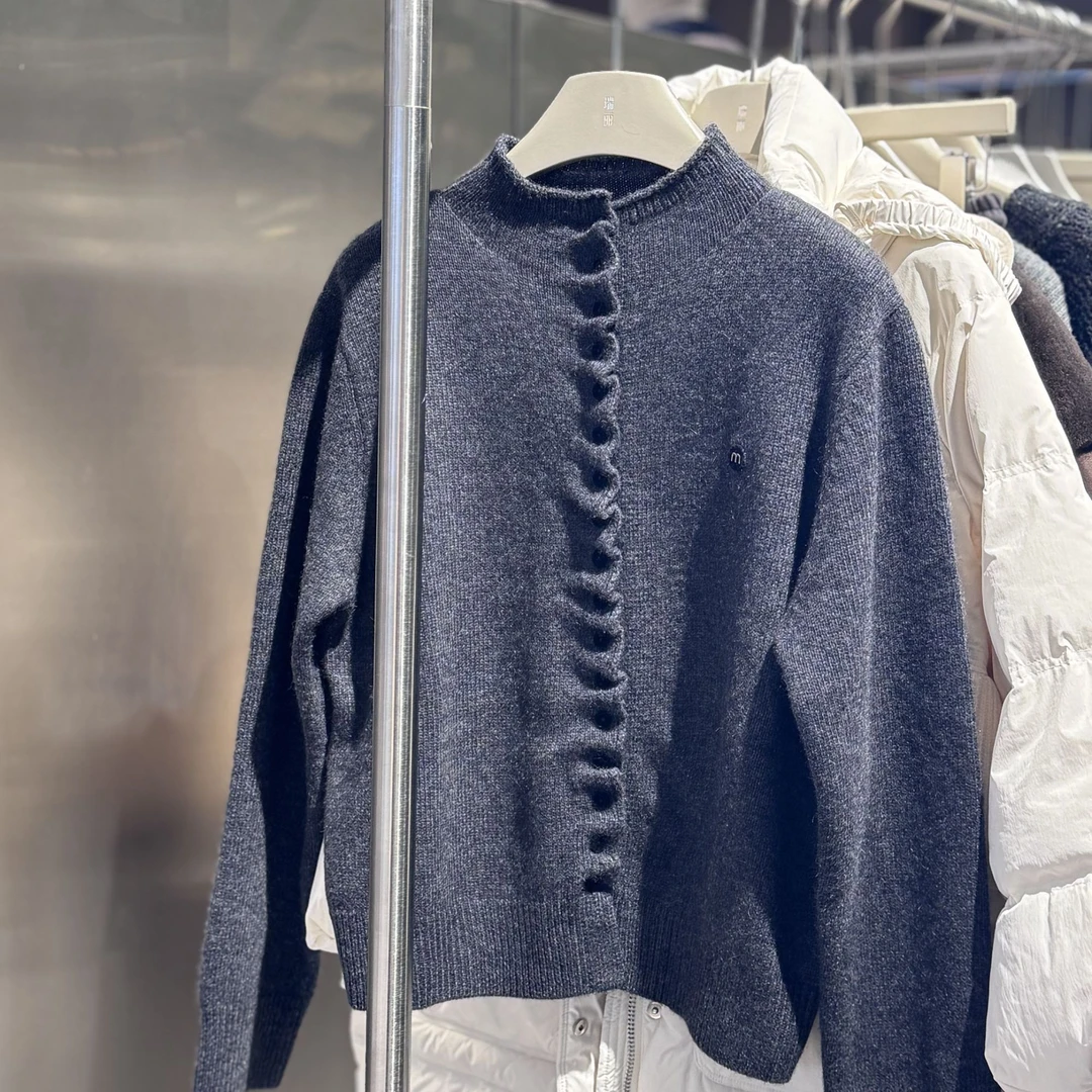 套头立领毛针织衫网红圆领开衫设计师百搭秋冬女装1237