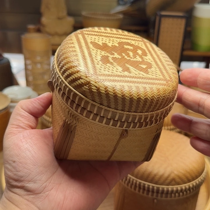 蚂***拐东阳竹编胡老师帽盒