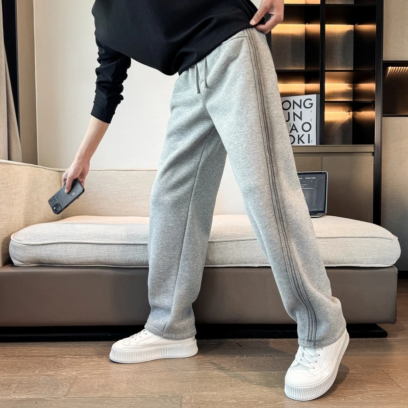 脏脏弯刀卫裤男士秋冬款直筒宽松运动春装男式加绒加厚休闲长裤子