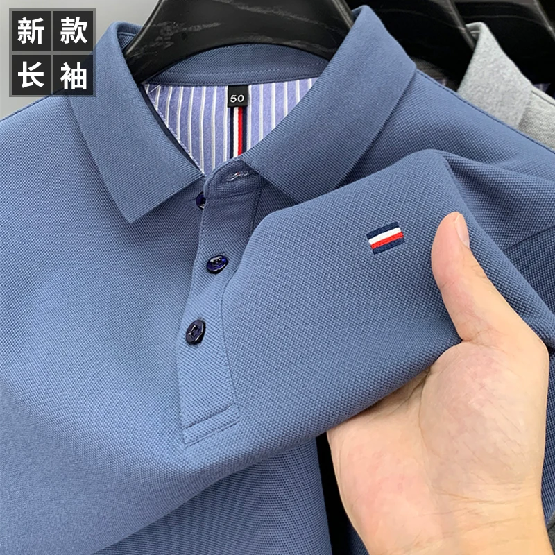【秋季长袖】男士POLO衫商务翻领男装新款宽松中青年上衣T恤衫