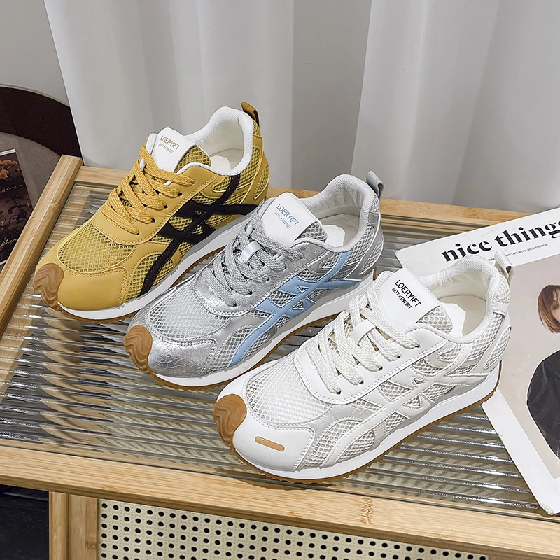 韩版网面透气厚底阿甘鞋女2025夏季新款轻便百搭显脚小休闲运动鞋