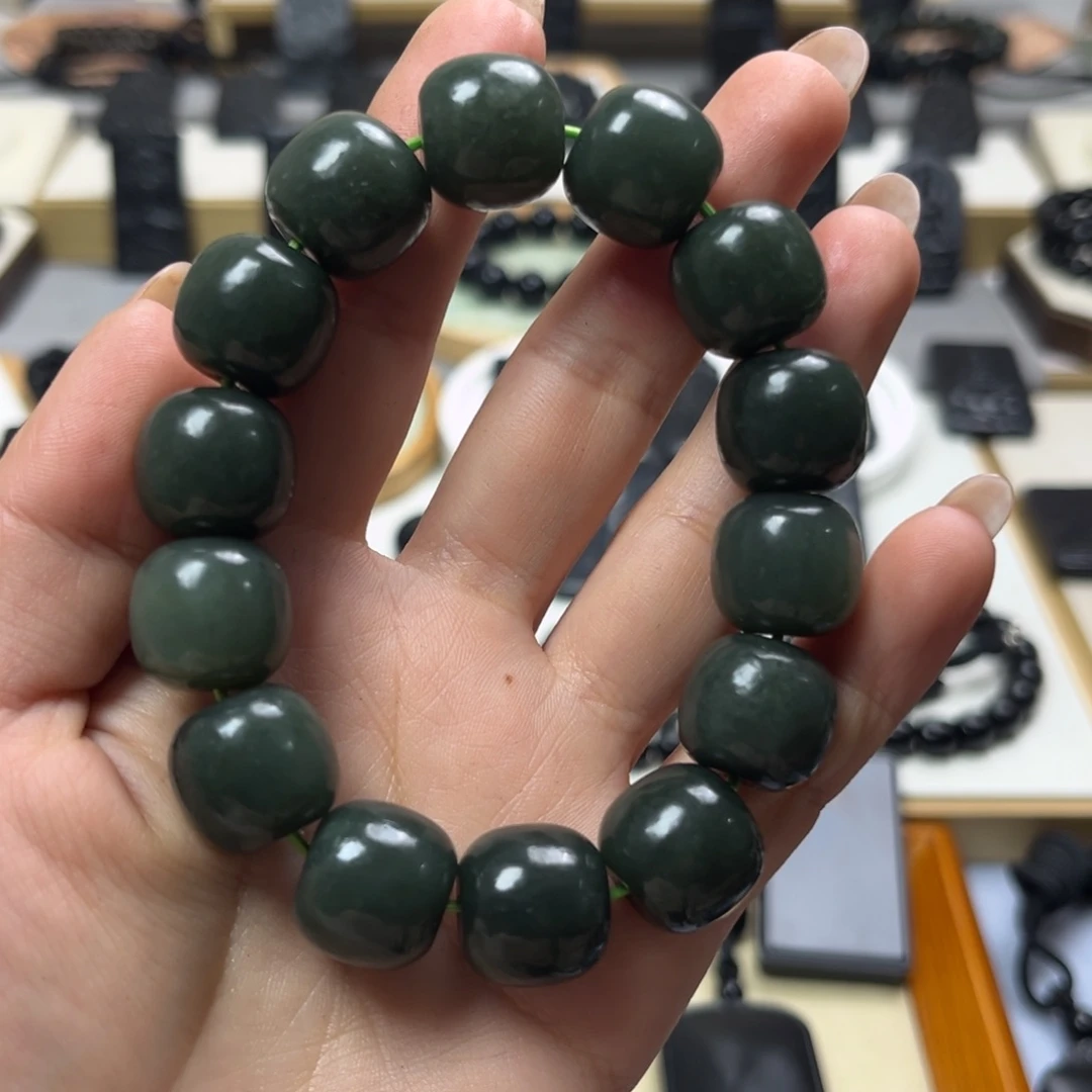 和田玉未镶嵌颈饰卡16 老邢且末蓝