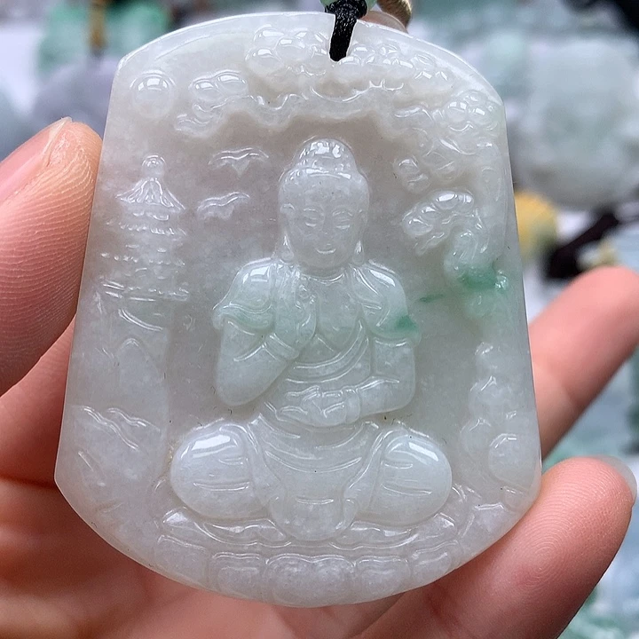 翡翠未镶嵌颈饰阿尼陀佛福利卡厚8