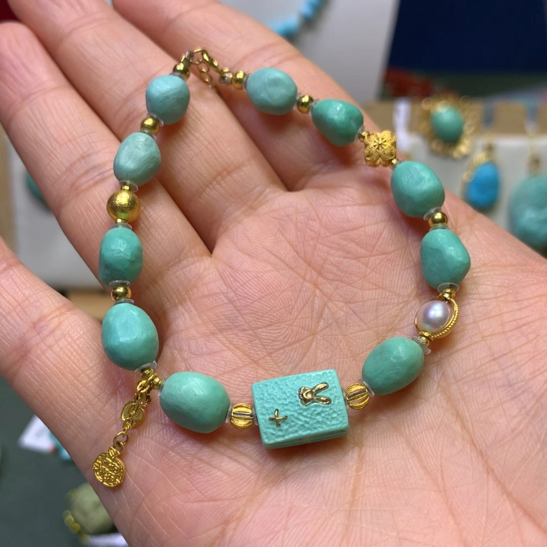 绿松石手链18K金镶嵌