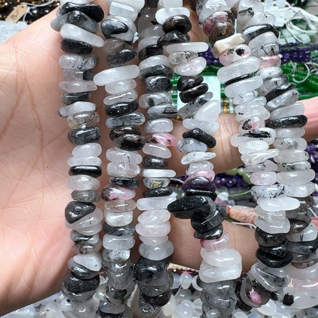 玛瑙/玉髓未镶嵌珠宝半成品一条11mm黑发晶