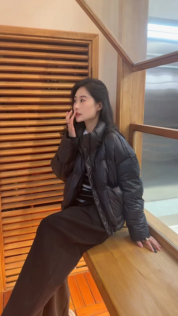 Miss Huo 夏款撞色腰头卫裤 黑色 B 6016