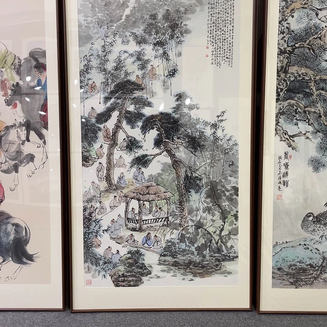 Q***Z国画手绘画作品带框80/160