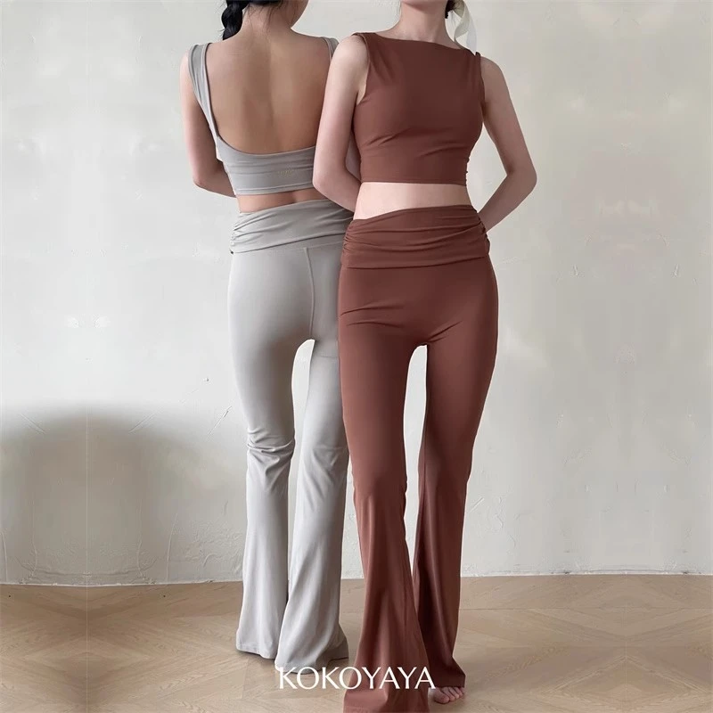 【清仓不退换】微喇瑜伽裤运动背心健身服套装普拉提美背B077+K037