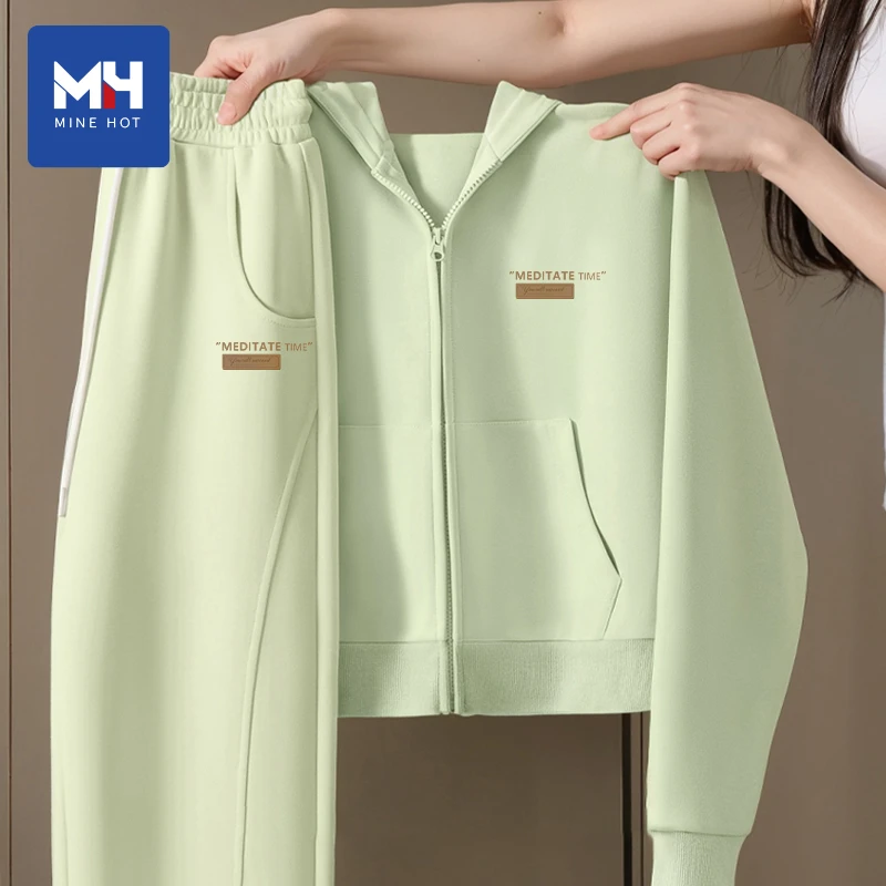 唐狮集团MH运动套装女春秋季2025新款宽松开衫卫衣阔腿裤两件套L