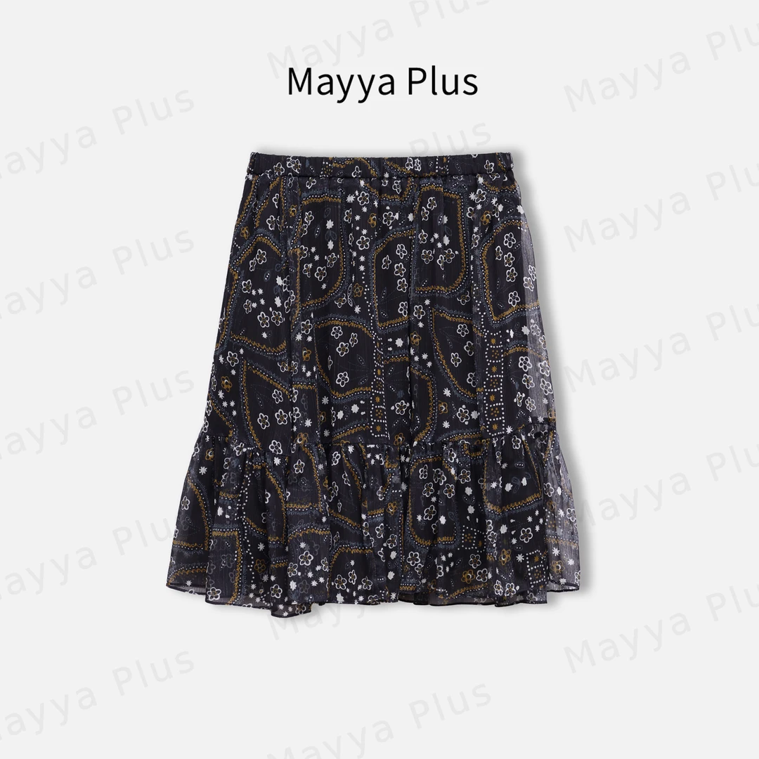 【满分甜】Mayya Plus麦芽定制印花半身裙夏松紧腰气质短裙32526117