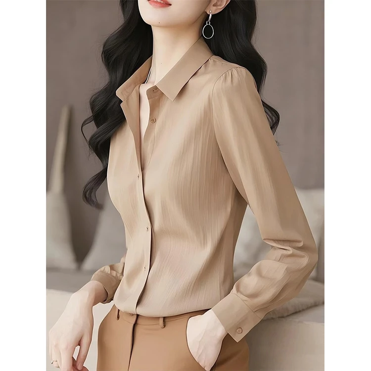 2025年春季新款法式独特别致小众气质冷淡系高级感轻熟风咖色衬衫