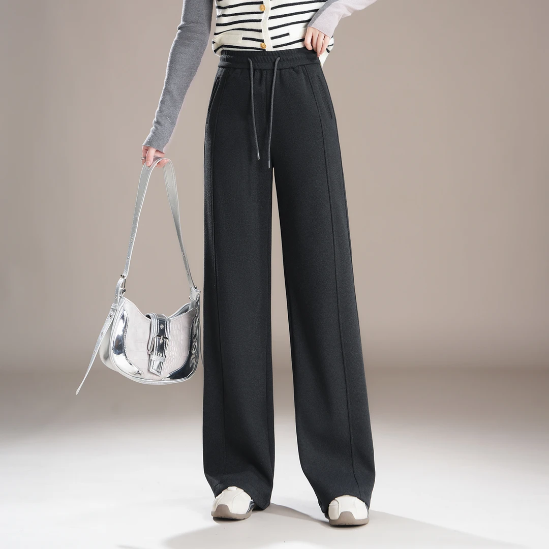 哥弟阿玛施正品新款秋冬女高腰阔腿休闲裤垂感时尚韩版宽松直筒裤