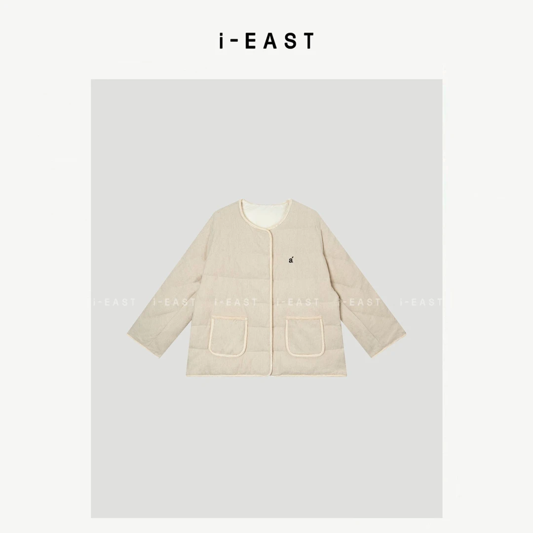 i-EAST 咖啡麻薯~秋冬极简双口袋百搭羽绒服外套-5D 25CA19861