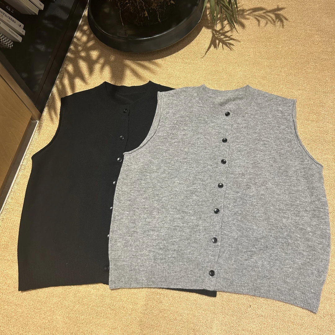 Julia姐姐】全羊毛薄款无袖卷边针织马夹